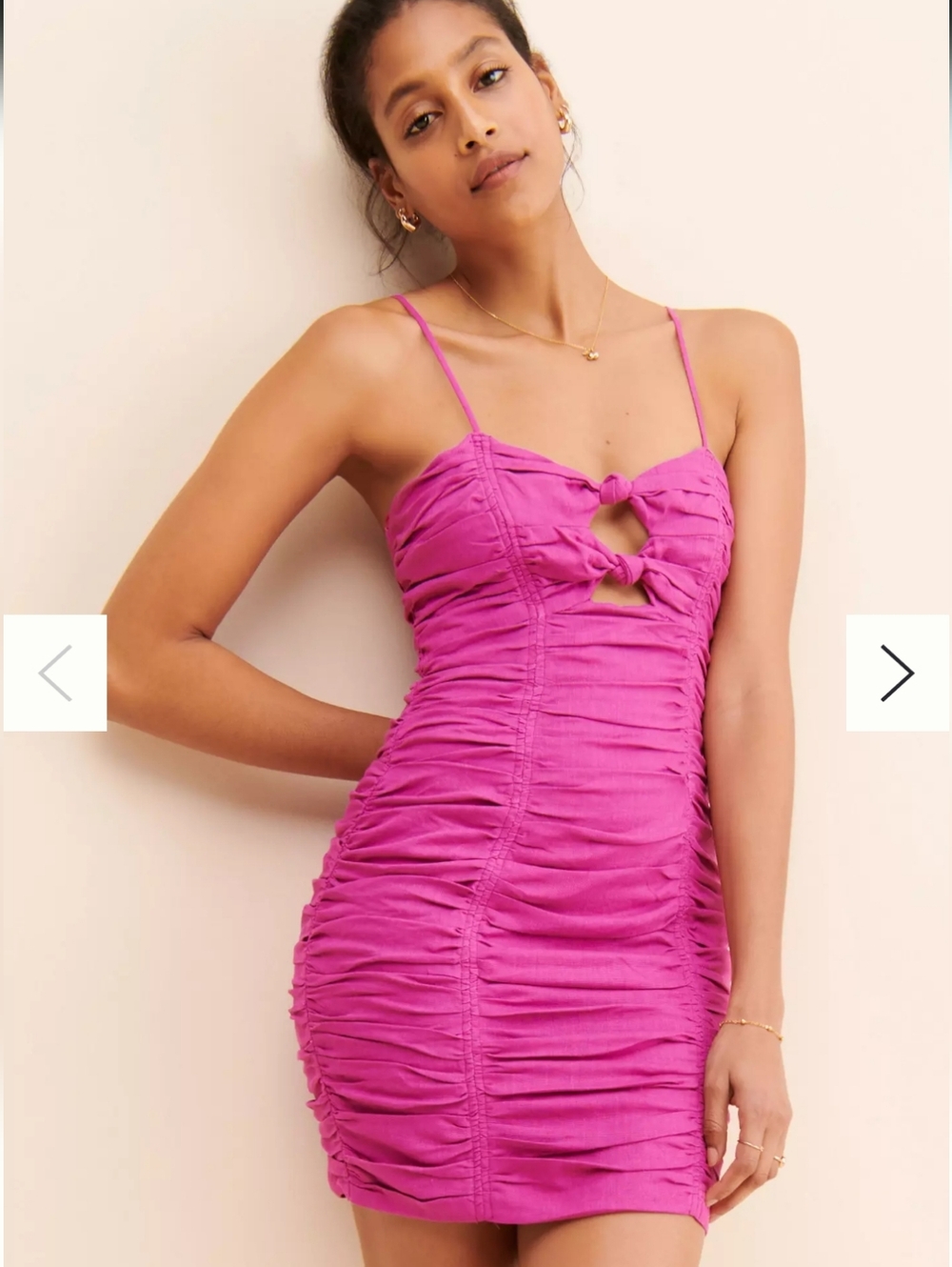 Anthropologie g.p.d. Ruched Tie Front Mini Dress Sz M